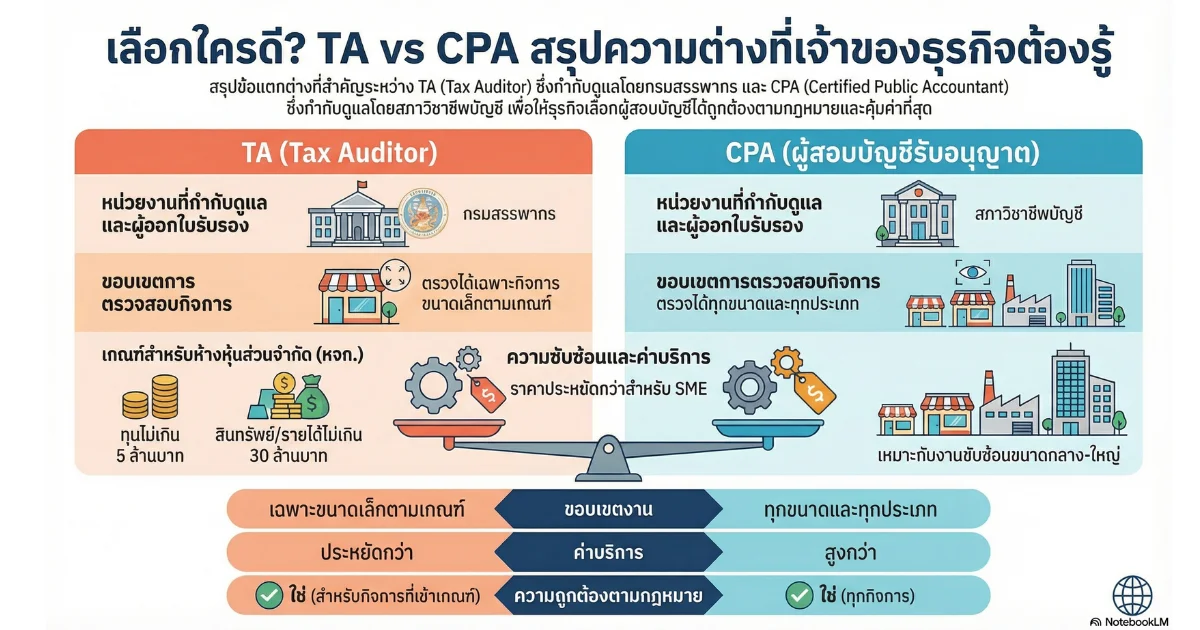 เปรียบเทียบ TA และ CPA — เลือกแบบไหนให้เหมาะกับ หจก. ของคุณ